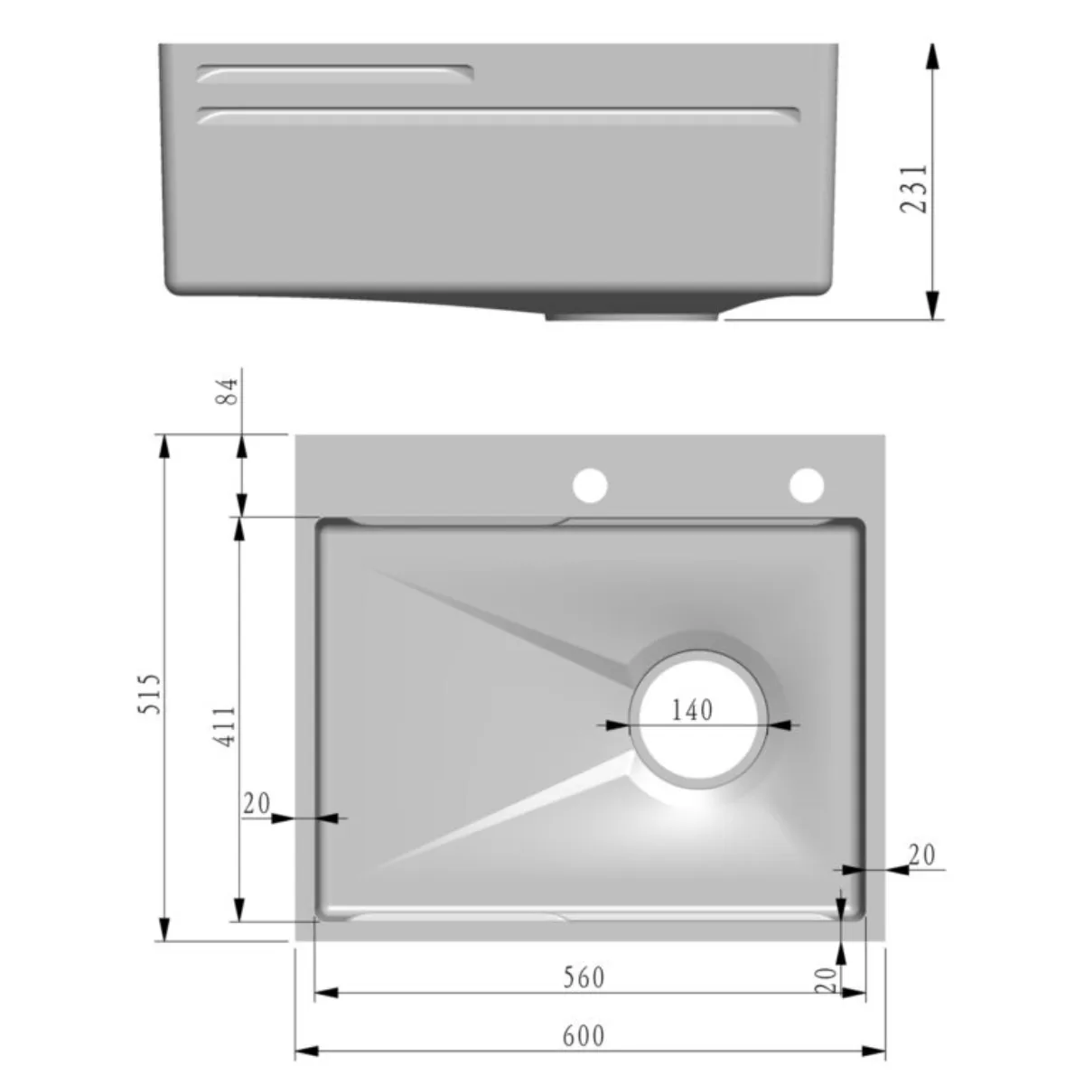Fidelis FSD-31031NL Embossed Stainless Steel Sink - view 3